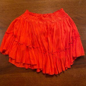 free people bright red flowy boho skirt